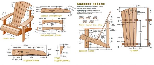 Чертеж садового кресла
