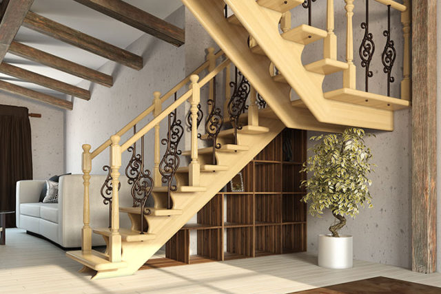 лестница с перилами в частном доме