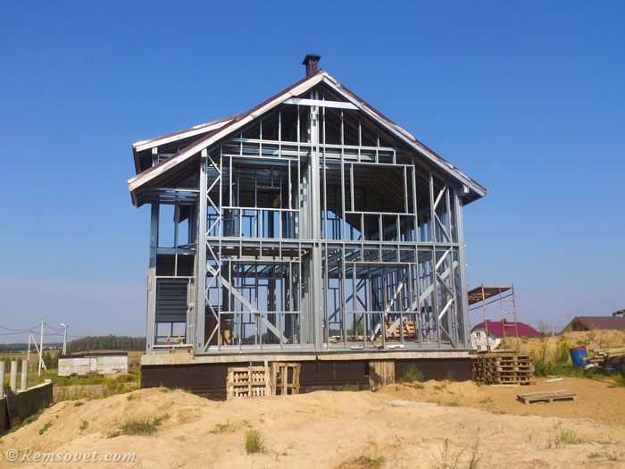 Каркасный дом, металлический каркас, ЛСТК