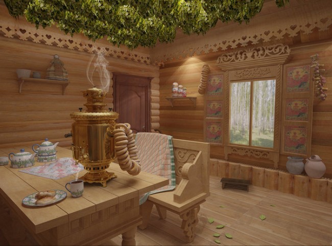 Интерьер классической русской бани