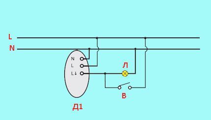 Схема подключения с выключателем