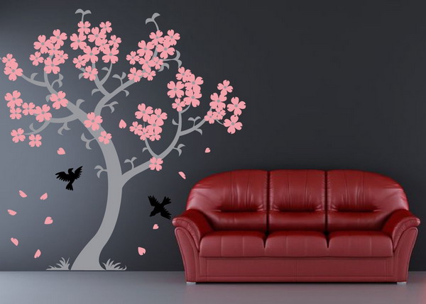 сакура на стене цветы как сделать