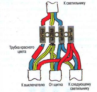 монтажная схема клеммной колодки на четыре клеммы