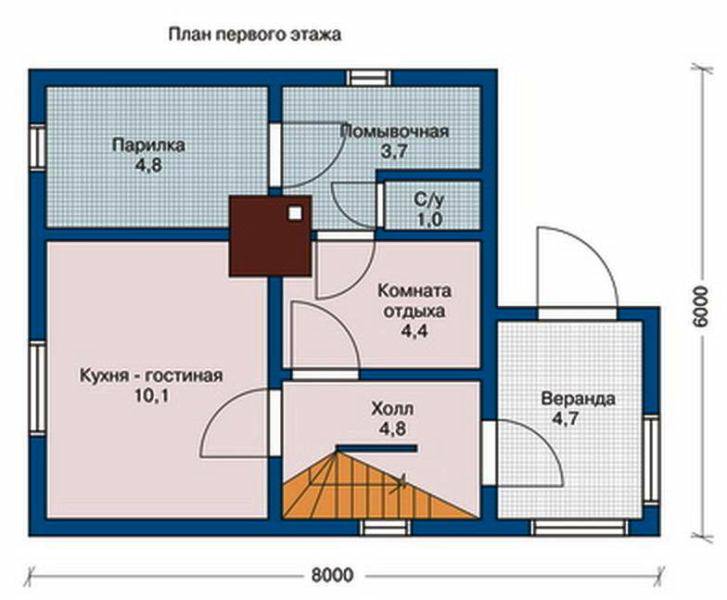 Парилка на первом этаже жилого дома 