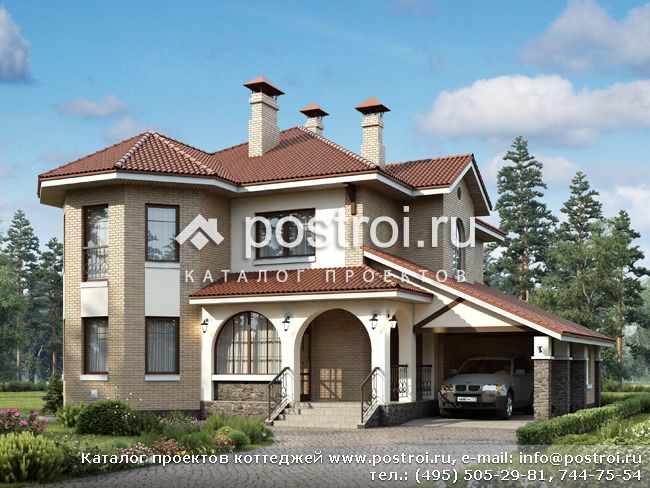 Кирпичный дом 227 м с гаражом № L-227-1P