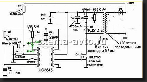 Простой преобразователь 12 - 220В