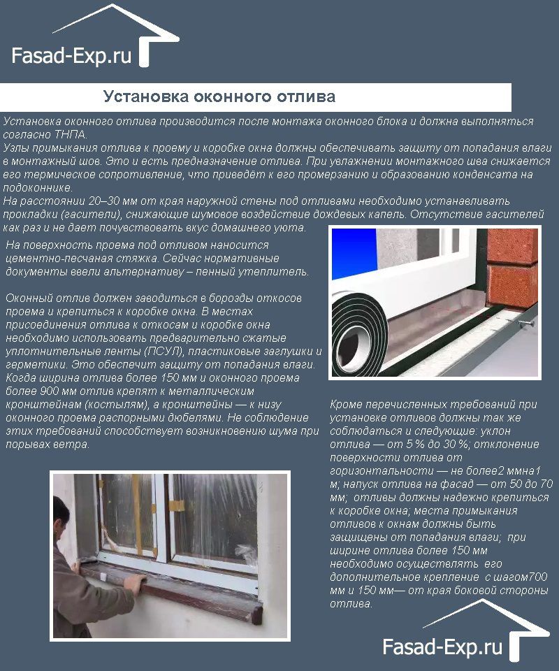 Установка оконного отлива