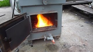 Пиролизный котёл из старого котла КСТ-17 Пробный запуск